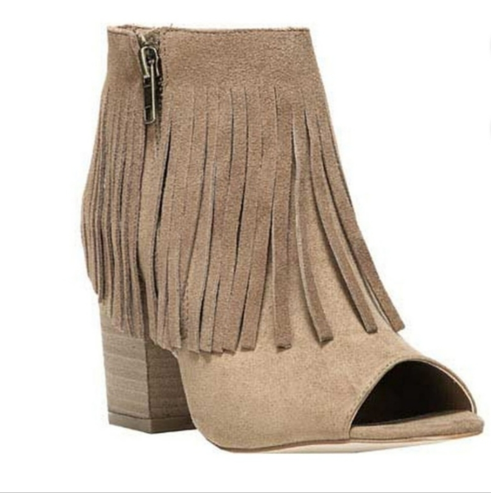 Carlos Fringe Peep Toe Ankle Boot